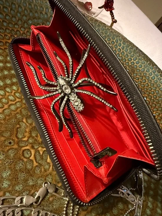 Christian Louboutin Panettone Black Leather Silver Spike Wallet - Picture 2 of 9